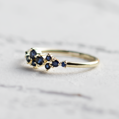 Gold cluster ring with sapphires CLARA