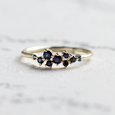 Gold cluster ring with sapphires CLARA