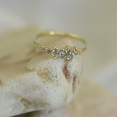 Gold ring with salt and pepper diamonds CLARA