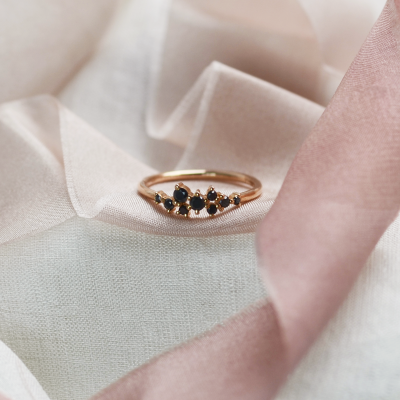 Gold ring with black diamonds CLARA