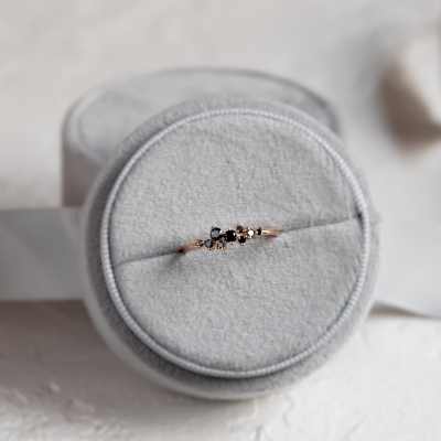 Gold ring with black diamonds CLARA
