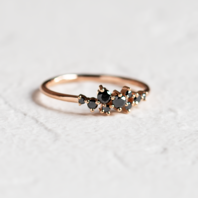 Gold ring with black diamonds CLARA