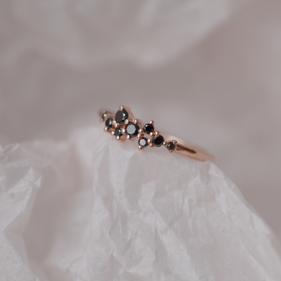 Gold ring with black diamonds CLARA