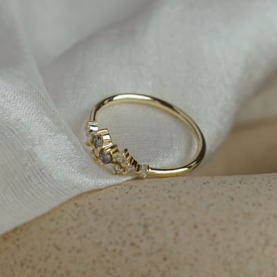 Zlatý prsten s diamanty salt and pepper CLARA