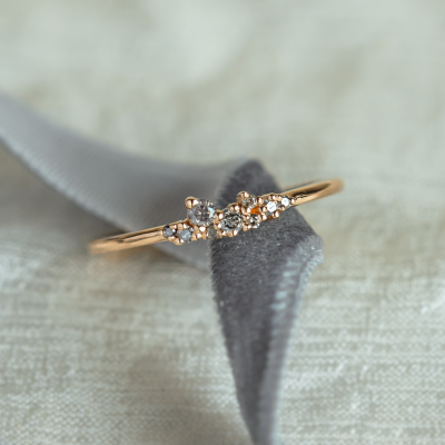 Gold ring with salt and pepper diamonds CLUSTER