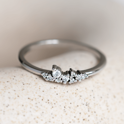 Zlatý minimalistický prstýnek s diamanty CLUSTER