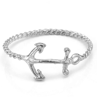 Minimalist sterling silver anchor ring COMFO