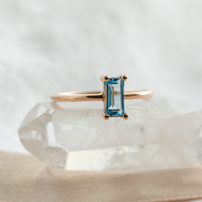 Gold ring with blue topaz CONSTANCE