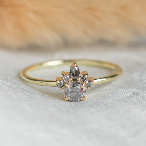Romantic ring with salt and pepper diamonds DAF