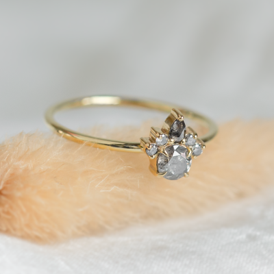 Romantic ring with salt and pepper diamonds DAF