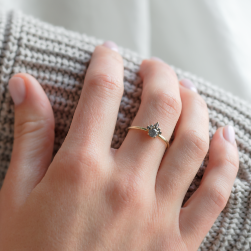 Romantic ring with salt and pepper diamonds DAF