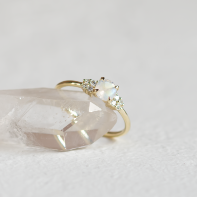Gold engagement ring with moonstone DARLEEN