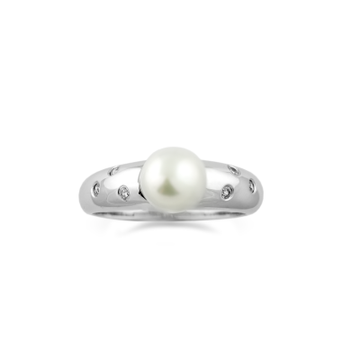 Pearl ring with diamonds DOKKA