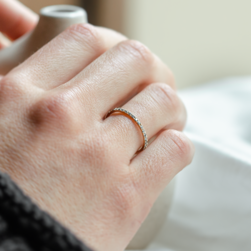 Gold eternity ring with salt and pepper diamonds DOROTHY