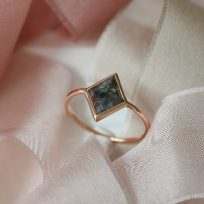 Unique engagement ring with salt and pepper diamond ERISIA