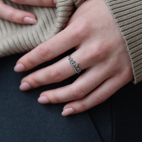 Slightly curved salt and pepper diamond ring FERO