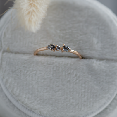 Dainty cluster ring with salt and pepper diamonds FINLEY