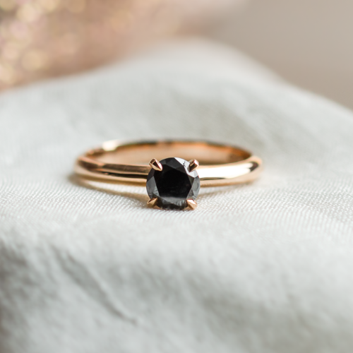 Engagement ring with black diamond 0.5ct FLORA