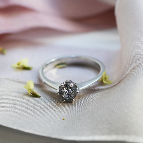 Zlatý prsten s rutil quartzem FLORA