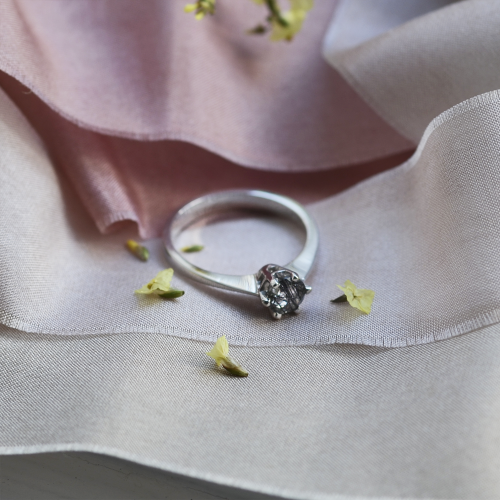 Gold ring with rutile quartz FLORA