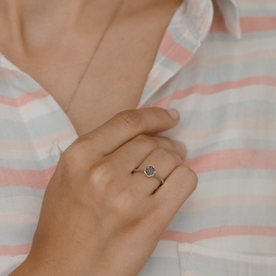 Gold ring with rutile quartz FLORA