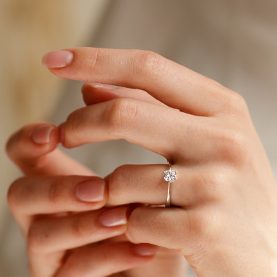 Platinum engagement ring with diamond 0.4ct FLORA