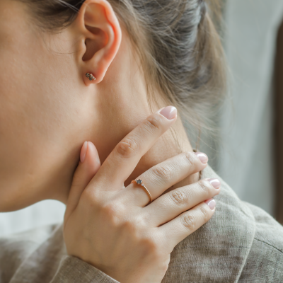 Gold cluster earrings with salt and pepper diamonds CALLA