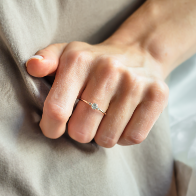 Minimalist salt and pepper and classic diamond ring FRANCO