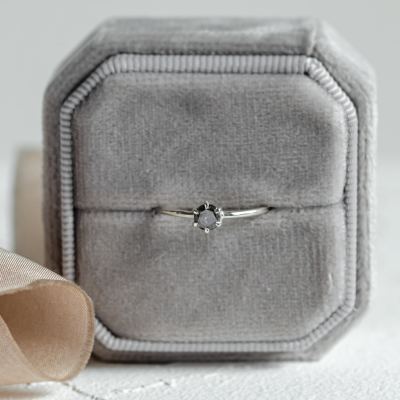 Minimalist engagement ring with salt and pepper diamond GOTTI