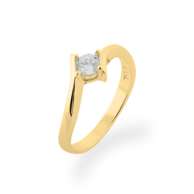 Gold engagement ring with lab-grown diamond GRESIA