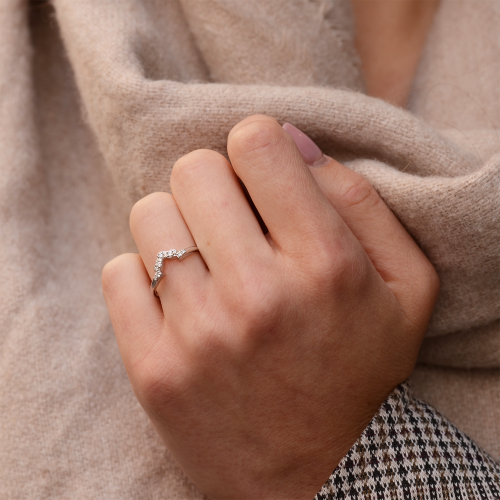 Curved wedding ring with diamonds HARRY