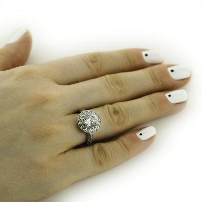 Halo ring with moissanite and diamonds IMSROA