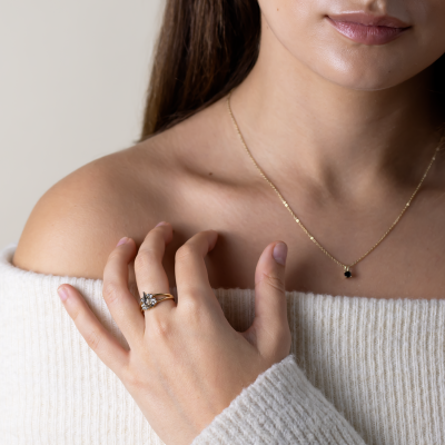 Gold black diamond pendant BLADE