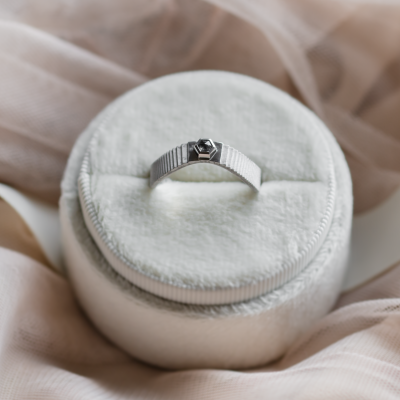 Men's gold ring with salt and pepper diamond JACK
