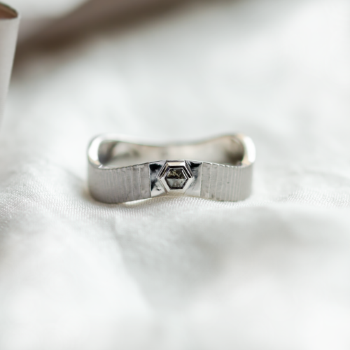 Men's gold ring with salt and pepper diamond JACK