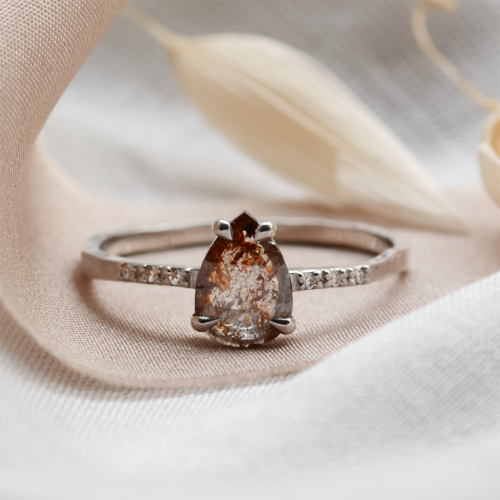 Organic engagement salt'n'pepper diamonds ring JACQUELINE