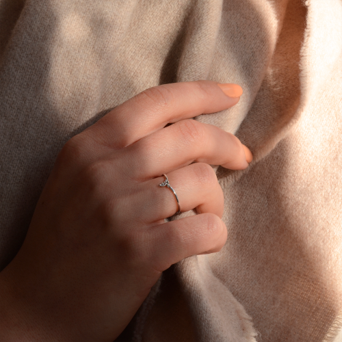 Minimalist gold ring with diamonds JANIS