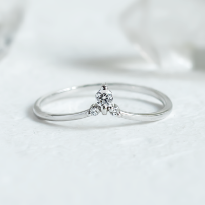 Fine gold ring with lab created diamonds JANA