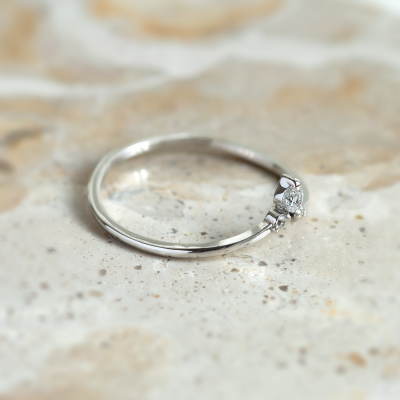 Fine gold ring with lab created diamonds JANA