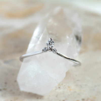 Fine gold ring with lab created diamonds JANA