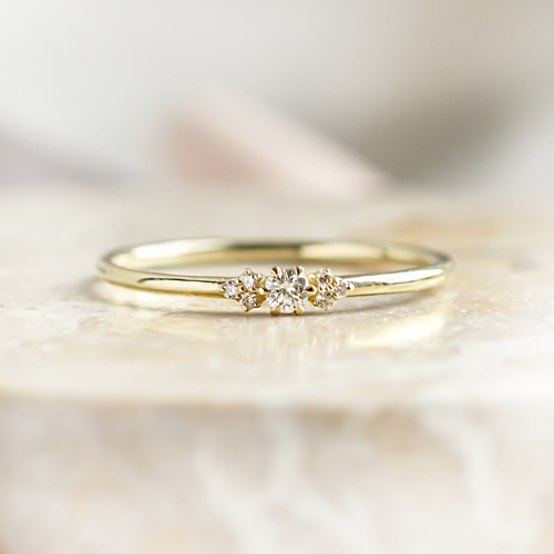 Minimalist engagement ring with diamonds JUDY
