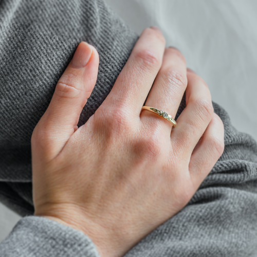 Engagement ring with a diamond and massive hoop JUNE