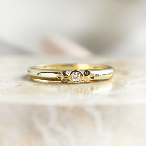 Engagement ring with a diamond and massive hoop JUNE