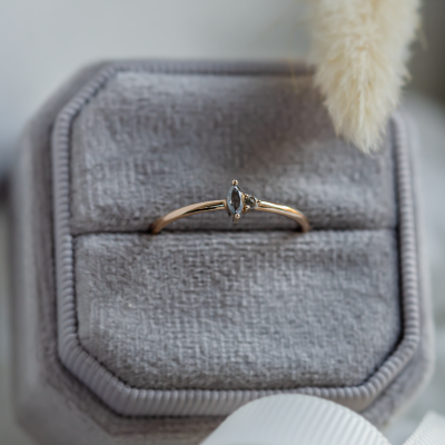 Gold minimalist cluster ring with salt and pepper diamonds KAIP