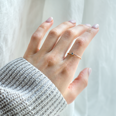 Gold minimalist cluster ring with salt and pepper diamonds KAIP