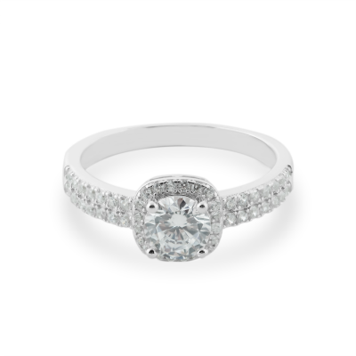 Diamonds and moissanite engagement ring KATI