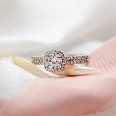 Diamonds and moissanite engagement ring KATI