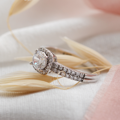 Diamonds and moissanite engagement ring KATI