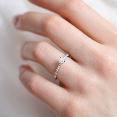 Gold engagement ring with diamonds KATVI
