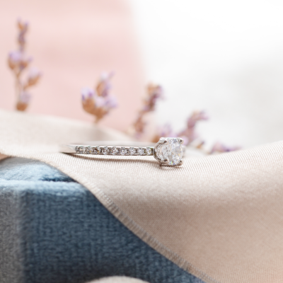 Gold engagement ring with diamonds KATVI